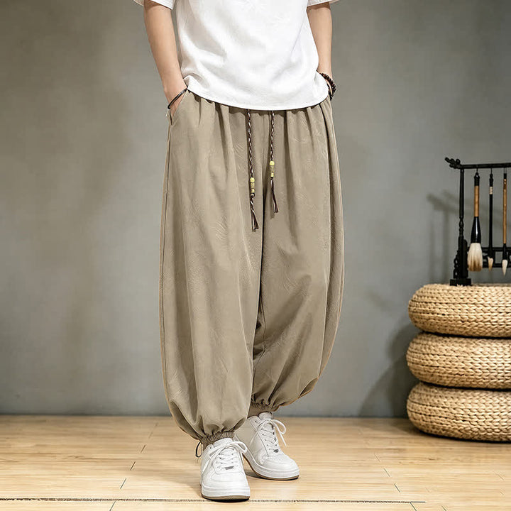 Buddha Stones Pantaloni harem da uomo stile Tang, casual, primavera/estate, con coulisse e tasca, modello corto. - image 5