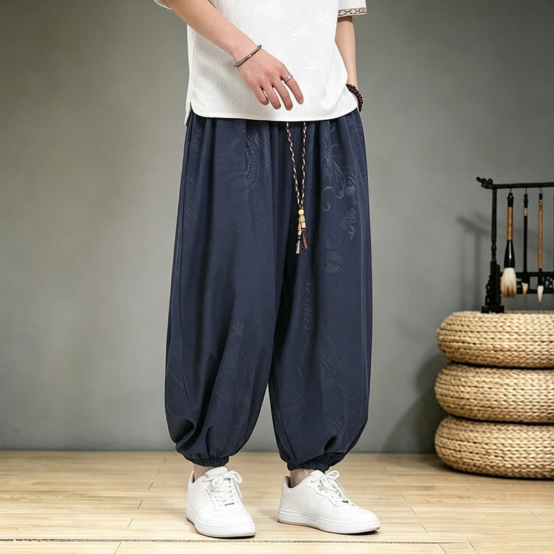 Buddha Stones Pantaloni harem da uomo stile Tang, casual, primavera/estate, con coulisse e tasca, modello corto. - image 20