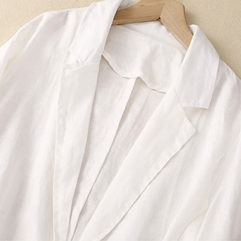 Buddha Stones Camicia da donna a maniche a tre quarti, tinta unita, casual, minimalista, con taschino, ideale per primavera/estate. - image 7