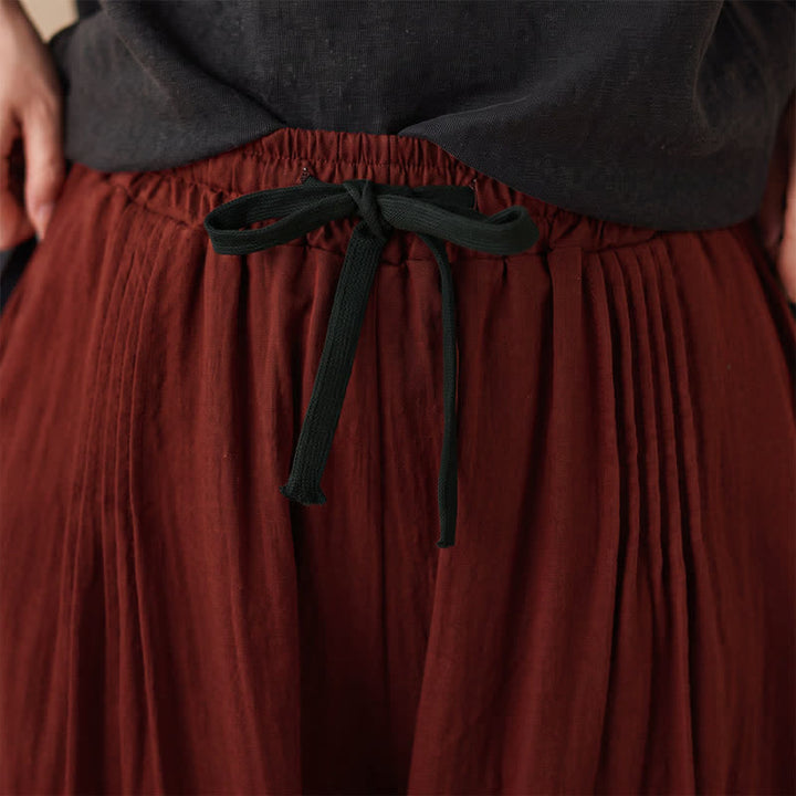 Buddha Stones Pantaloni corti da donna casual, minimalisti, con coulisse, tinta unita, per primavera/estate, modello harem con tasca. - image 14