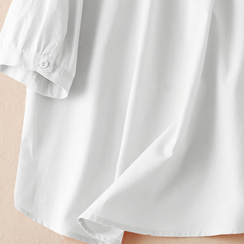 Buddha Stones Camicia da donna a maniche corte, classica, semplice, con bottoni, tinta unita, ideale per l'estate. - image 19