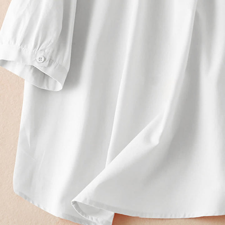 Buddha Stones Camicia da donna a maniche corte, classica, semplice, con bottoni, tinta unita, ideale per l'estate. - image 19