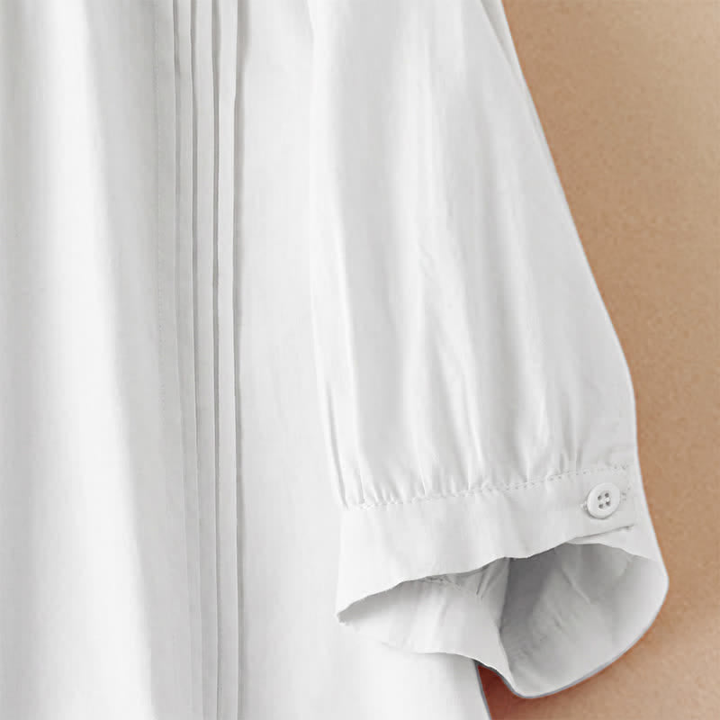 Buddha Stones Camicia da donna a maniche corte, classica, semplice, con bottoni, tinta unita, ideale per l'estate. - image 17