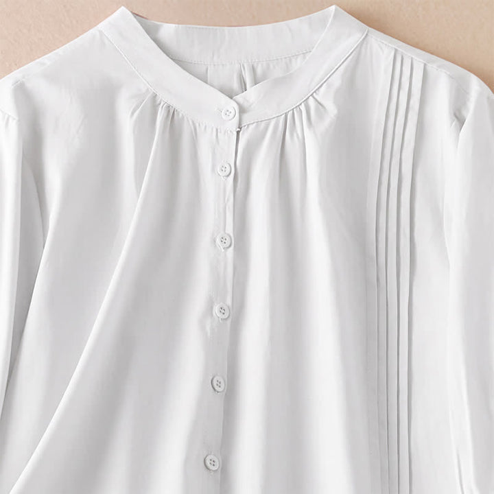 Buddha Stones Camicia da donna a maniche corte, classica, semplice, con bottoni, tinta unita, ideale per l'estate. - image 16
