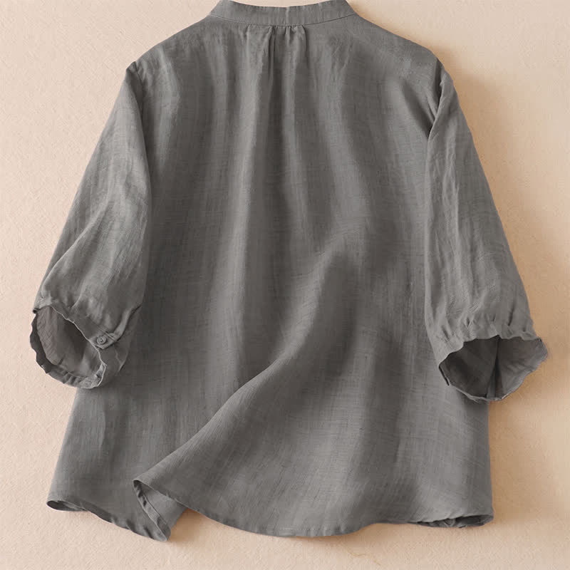 Buddha Stones Camicia da donna a maniche corte, classica, semplice, con bottoni, tinta unita, ideale per l'estate. - image 21