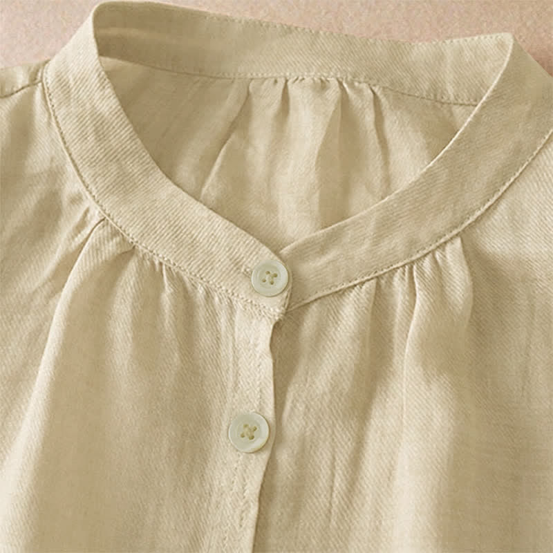 Buddha Stones Camicia da donna a maniche corte, classica, semplice, con bottoni, tinta unita, ideale per l'estate. - image 10