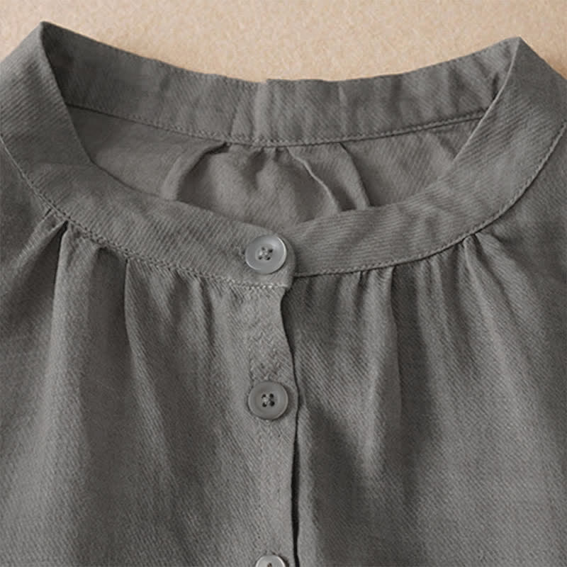Buddha Stones Camicia da donna a maniche corte, classica, semplice, con bottoni, tinta unita, ideale per l'estate. - image 22