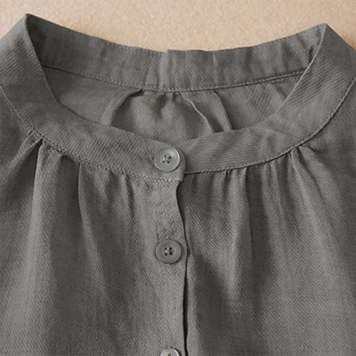 Buddha Stones Camicia da donna a maniche corte, classica, semplice, con bottoni, tinta unita, ideale per l'estate. - image 22