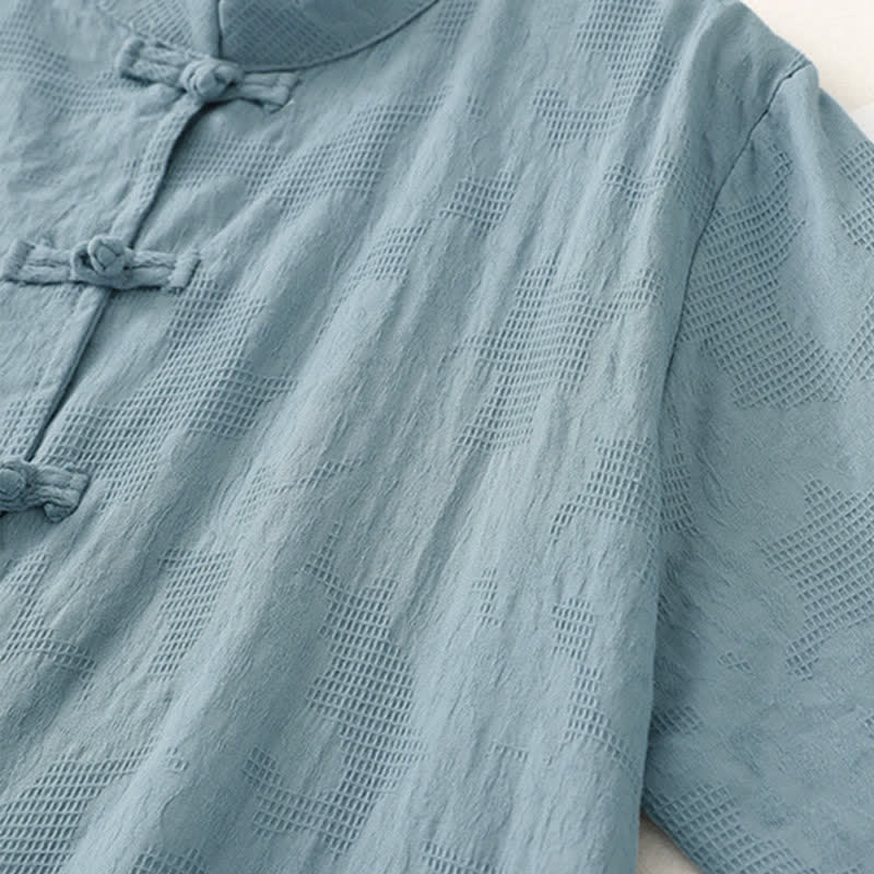 Buddha Stones Camicia da donna a maniche lunghe, stile Tang, con colletto alla coreana, bottoni a rana, tinta unita, ideale per primavera e autunno, con taschino. - image 2
