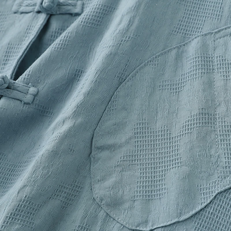 Buddha Stones Camicia da donna a maniche lunghe, stile Tang, con colletto alla coreana, bottoni a rana, tinta unita, ideale per primavera e autunno, con taschino. - image 3