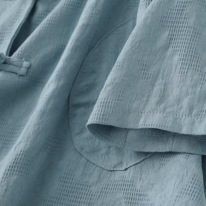 Buddha Stones Camicia da donna a maniche lunghe, stile Tang, con colletto alla coreana, bottoni a rana, tinta unita, ideale per primavera e autunno, con taschino. - image 5