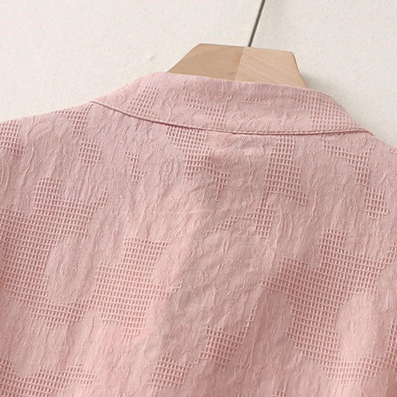Buddha Stones Camicia da donna a maniche lunghe, stile Tang, con colletto alla coreana, bottoni a rana, tinta unita, ideale per primavera e autunno, con taschino. - image 9