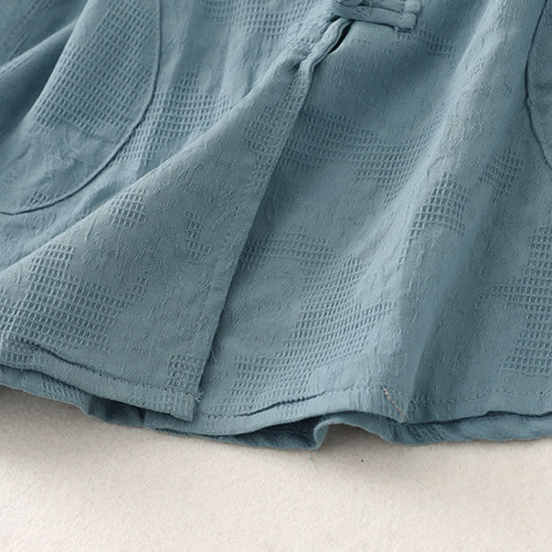 Buddha Stones Camicia da donna a maniche lunghe, stile Tang, con colletto alla coreana, bottoni a rana, tinta unita, ideale per primavera e autunno, con taschino. - image 4