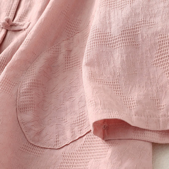 Buddha Stones Camicia da donna a maniche lunghe, stile Tang, con colletto alla coreana, bottoni a rana, tinta unita, ideale per primavera e autunno, con taschino. - image 13