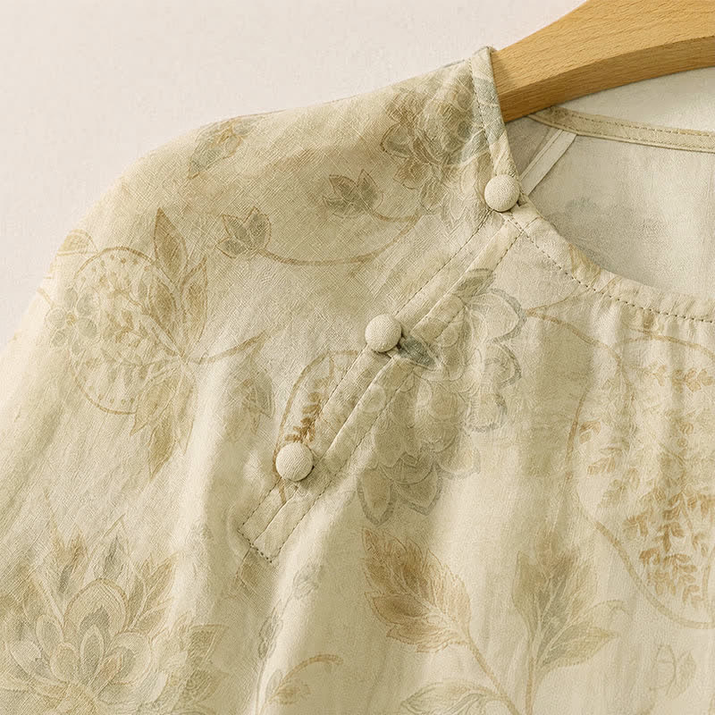 Buddha Stones Abito da donna primaverile elegante in stile boho con stampa floreale e maniche lunghe. - image 5