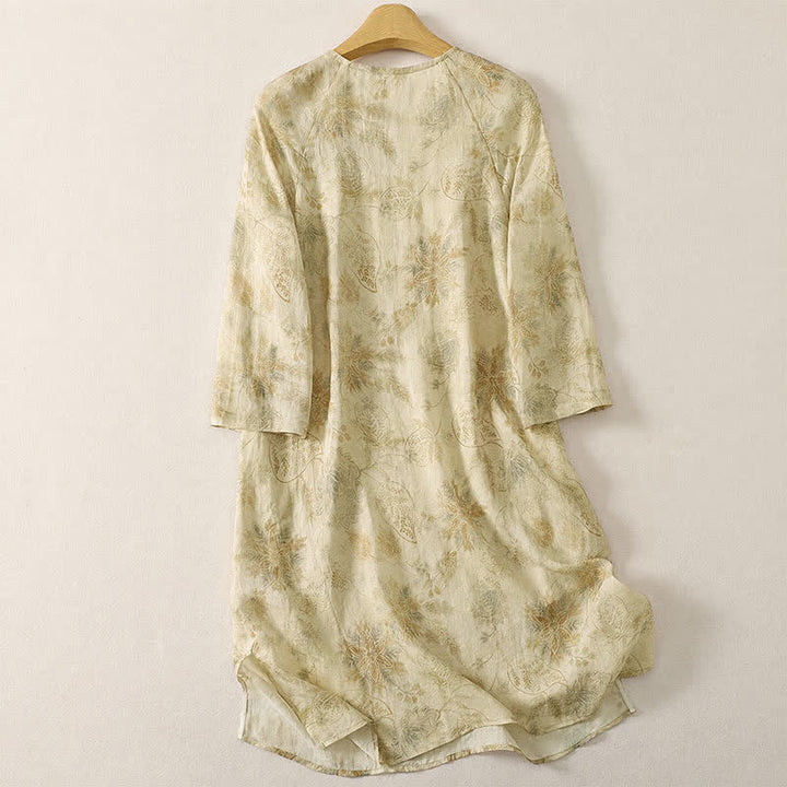Buddha Stones Abito da donna primaverile elegante in stile boho con stampa floreale e maniche lunghe. - image 1