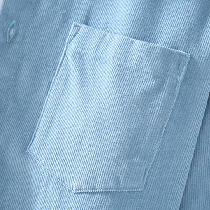 Buddha Stones Camicia da uomo a maniche lunghe in cotone tinta unita, casual, autunno/inverno, con tasca applicata. - image 11