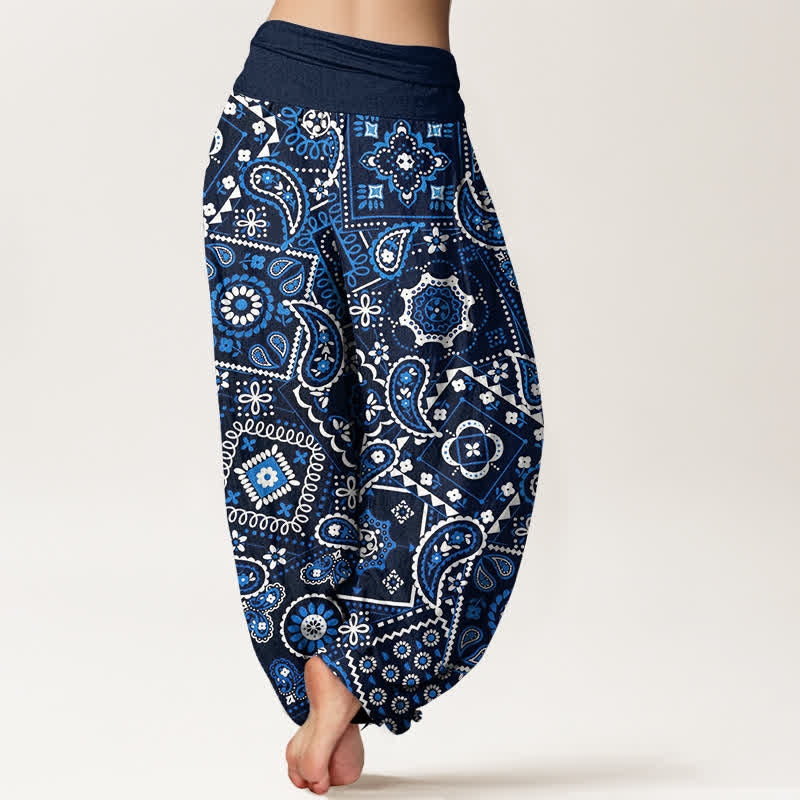 Buddha Stones Pantaloni harem da donna in cotone con motivo patchwork paisley e vita elasticizzata. - image 2