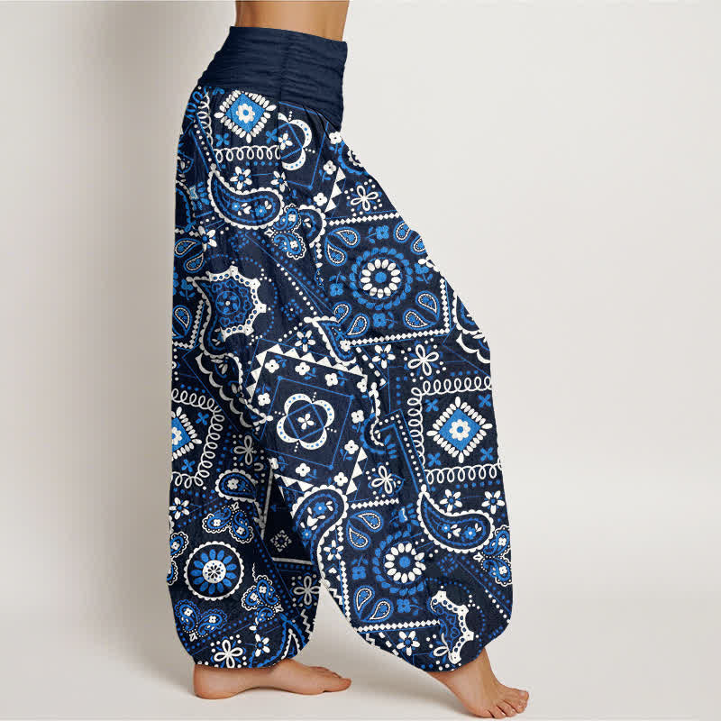 Buddha Stones Pantaloni harem da donna in cotone con motivo patchwork paisley e vita elasticizzata. - image 1