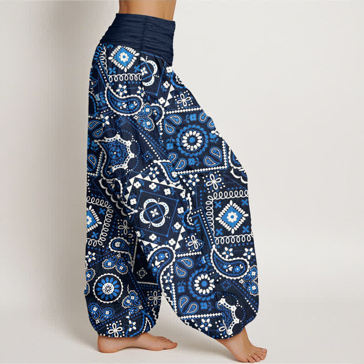 Buddha Stones Pantaloni harem da donna in cotone con motivo patchwork paisley e vita elasticizzata. - image 1