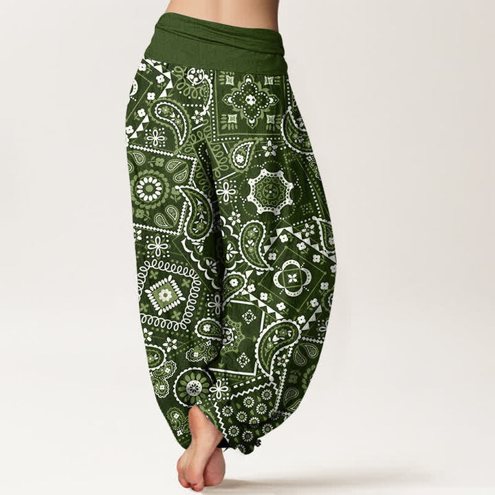 Buddha Stones Pantaloni harem da donna in cotone con motivo patchwork paisley e vita elasticizzata. - image 7