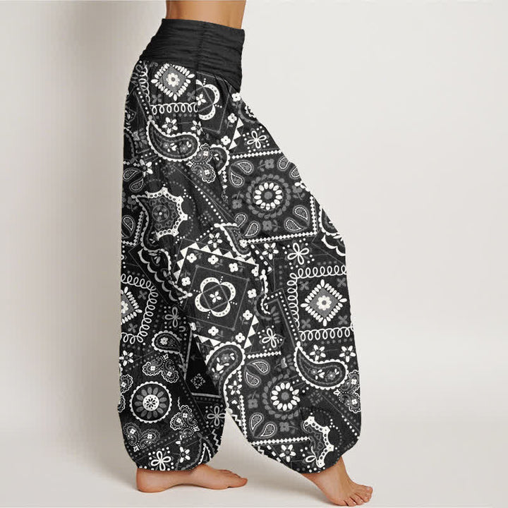 Buddha Stones Pantaloni harem da donna in cotone con motivo patchwork paisley e vita elasticizzata. - image 9