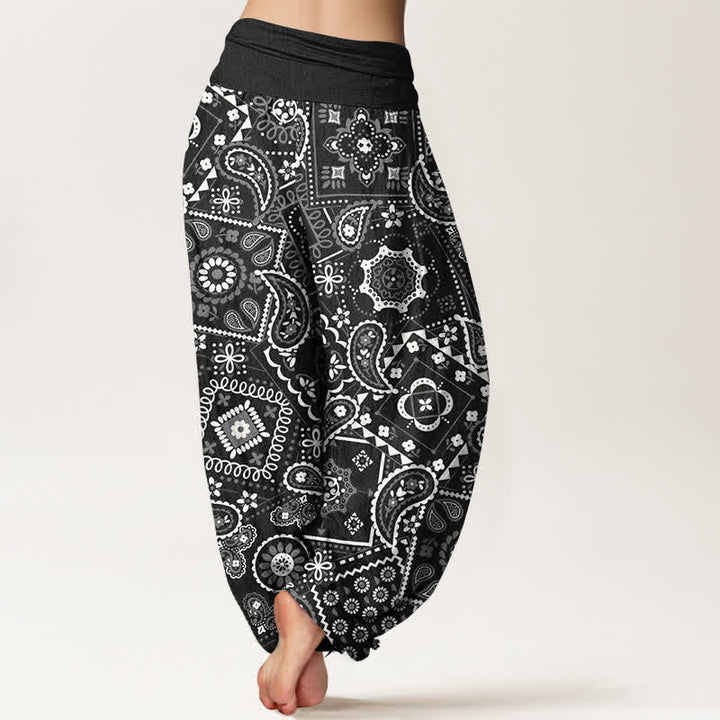 Buddha Stones Pantaloni harem da donna in cotone con motivo patchwork paisley e vita elasticizzata. - image 10