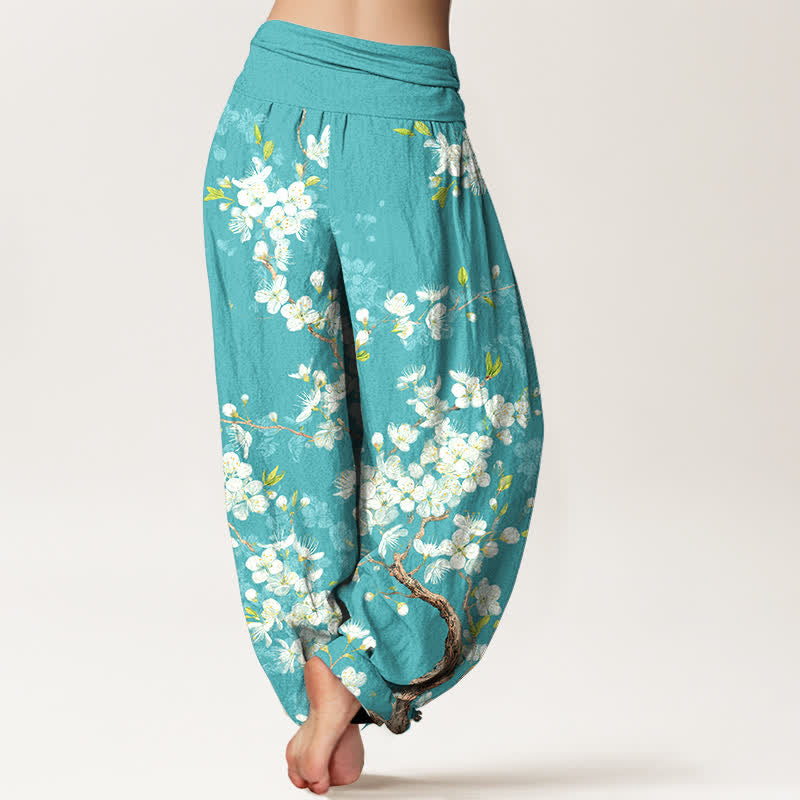 Buddha Stones Pantaloni harem da donna in cotone con motivo floreale e elastico in vita. - image 2