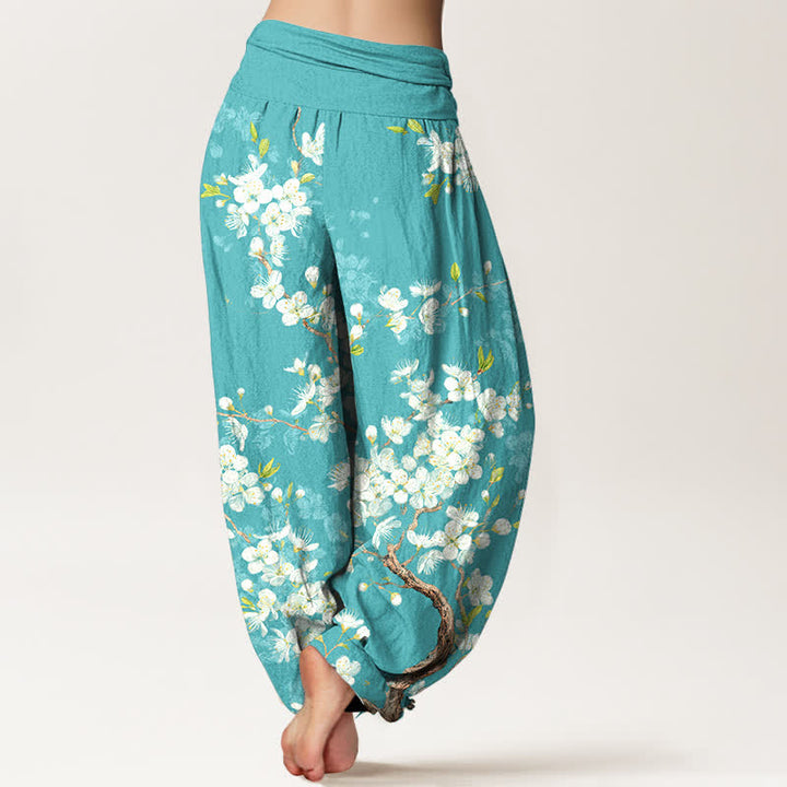 Buddha Stones Pantaloni harem da donna in cotone con motivo floreale e elastico in vita. - image 2