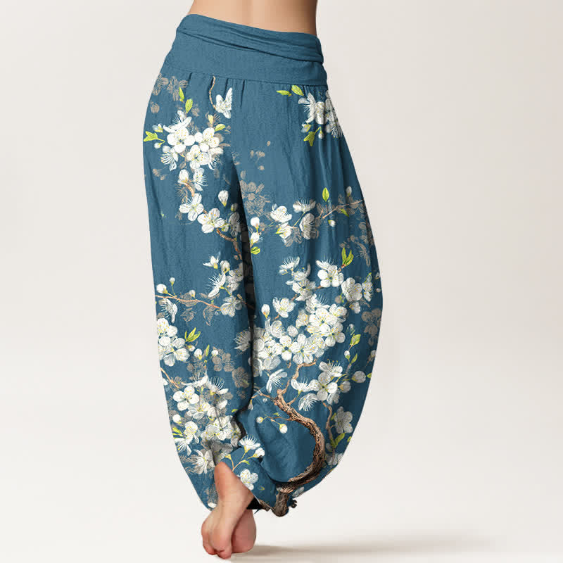 Buddha Stones Pantaloni harem da donna in cotone con motivo floreale e elastico in vita. - image 7