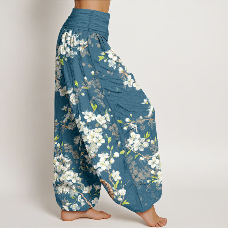 Buddha Stones Pantaloni harem da donna in cotone con motivo floreale e elastico in vita. - image 6