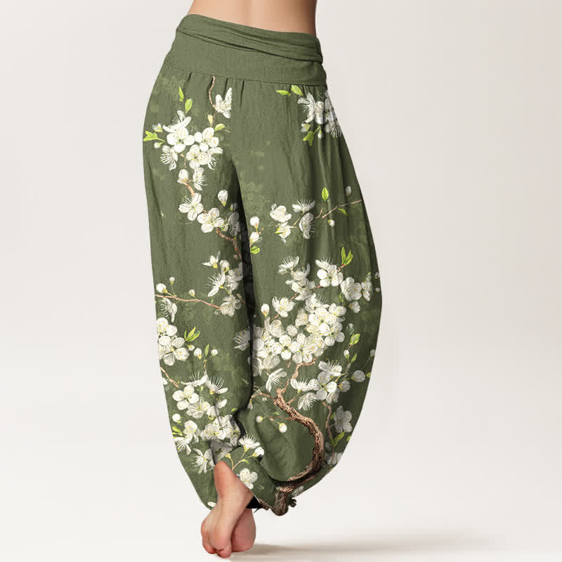 Buddha Stones Pantaloni harem da donna in cotone con motivo floreale e elastico in vita. - image 10
