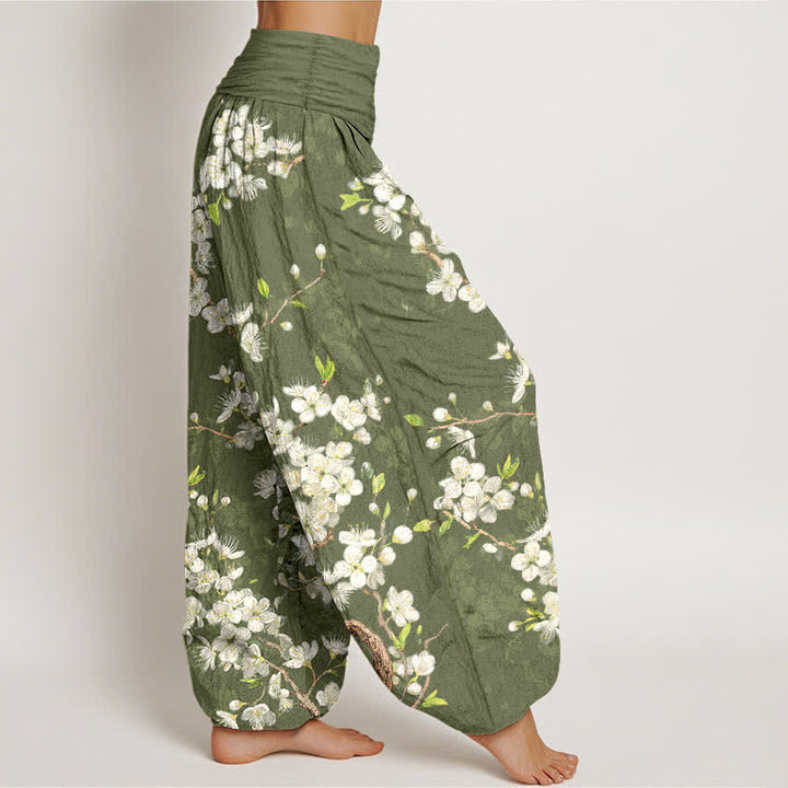 Buddha Stones Pantaloni harem da donna in cotone con motivo floreale e elastico in vita. - image 9