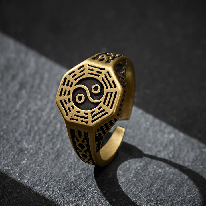 Buddha Stones Anello aperto in rame Yin Yang Bagua Balance - Bagua (Equilibrio ♥ Armonia) - image 0