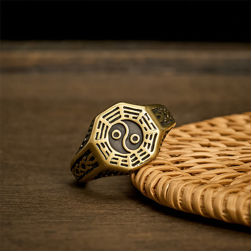 Buddha Stones Anello aperto in rame Yin Yang Bagua Balance - image 4