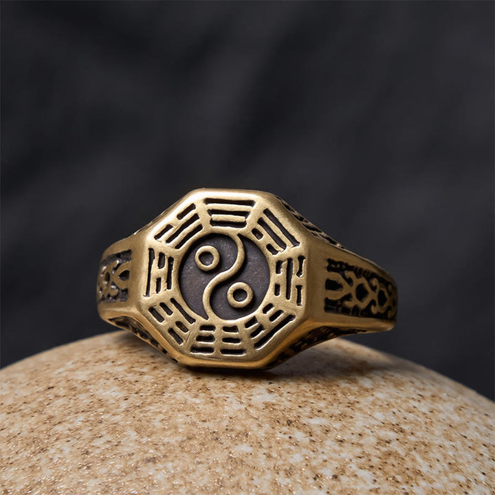Buddha Stones Anello aperto in rame Yin Yang Bagua Balance - image 5