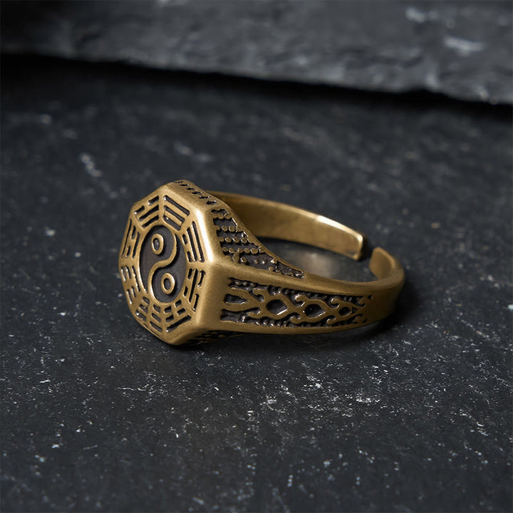 Buddha Stones Anello aperto in rame Yin Yang Bagua Balance - image 2