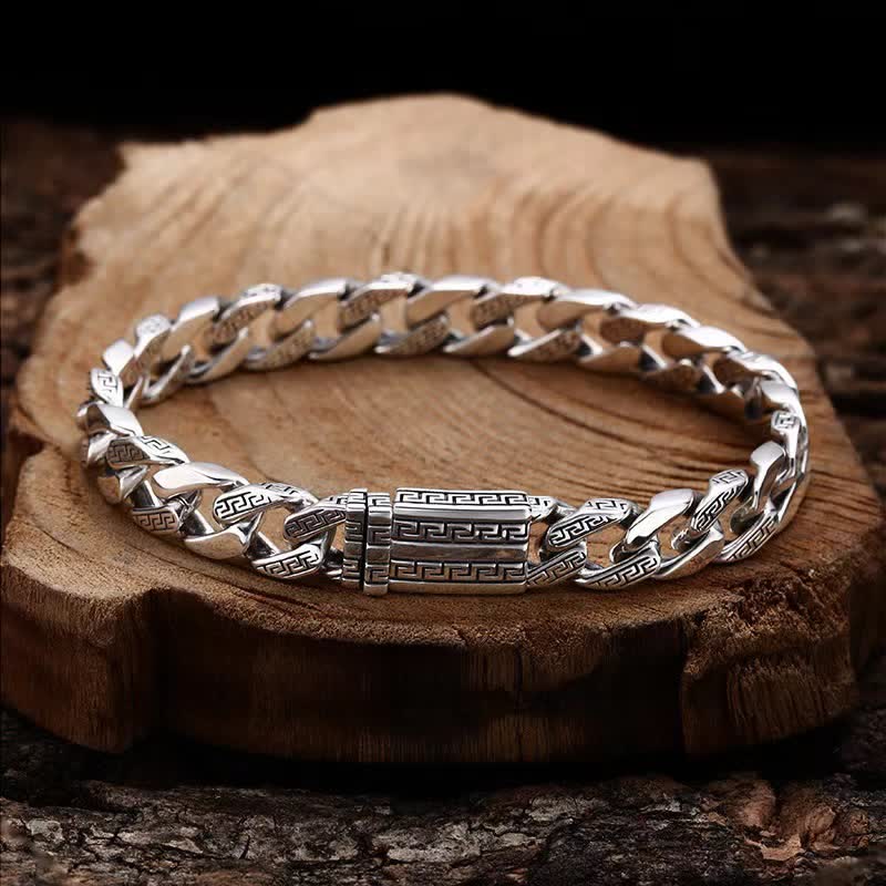 Buddha Stones Bracciale vintage con maglie a chiave greca e protezione in rame - 7,9–8,3 pollici (20–21 cm) - image 0