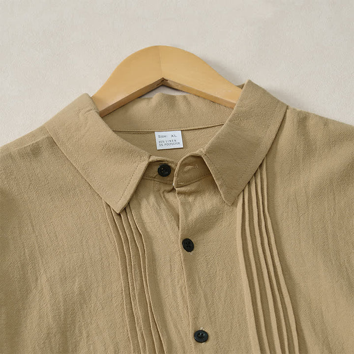 Buddha Stones Camicia da uomo a maniche lunghe, tinta unita, minimalista, con pieghe e bottoni, ideale per la primavera. - image 18