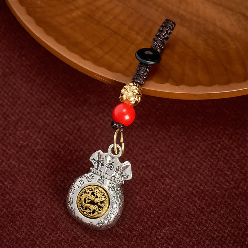 Buddha Stones Portachiavi intrecciati con il carattere Fu dello zodiaco cinese, portafortuna. - Drago - image 0