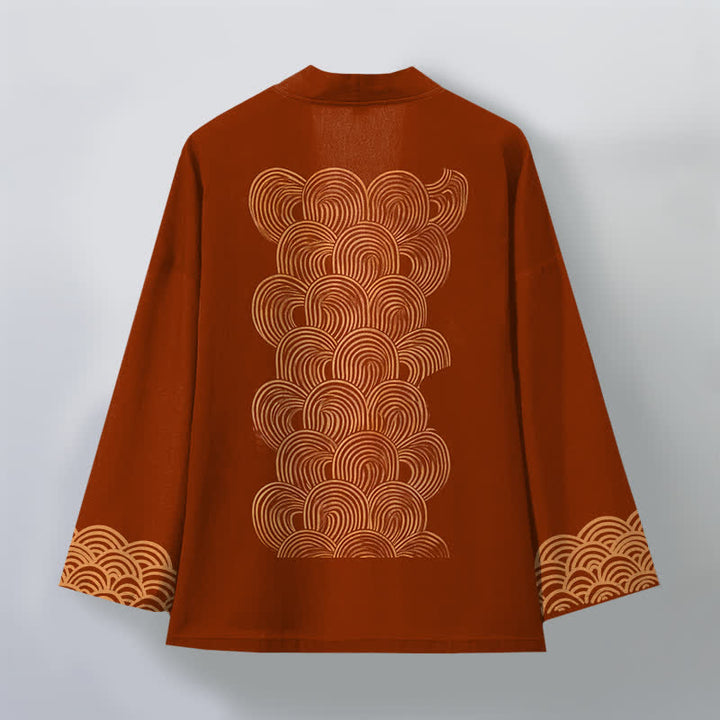 Buddha Stones Kimono da uomo in cotone con motivo a mezzaluna e apertura frontale. - image 2
