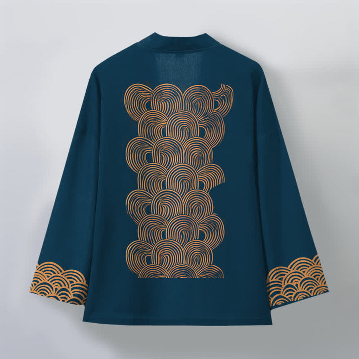Buddha Stones Kimono da uomo in cotone con motivo a mezzaluna e apertura frontale. - image 8