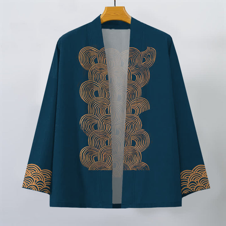 Buddha Stones Kimono da uomo in cotone con motivo a mezzaluna e apertura frontale. - image 7
