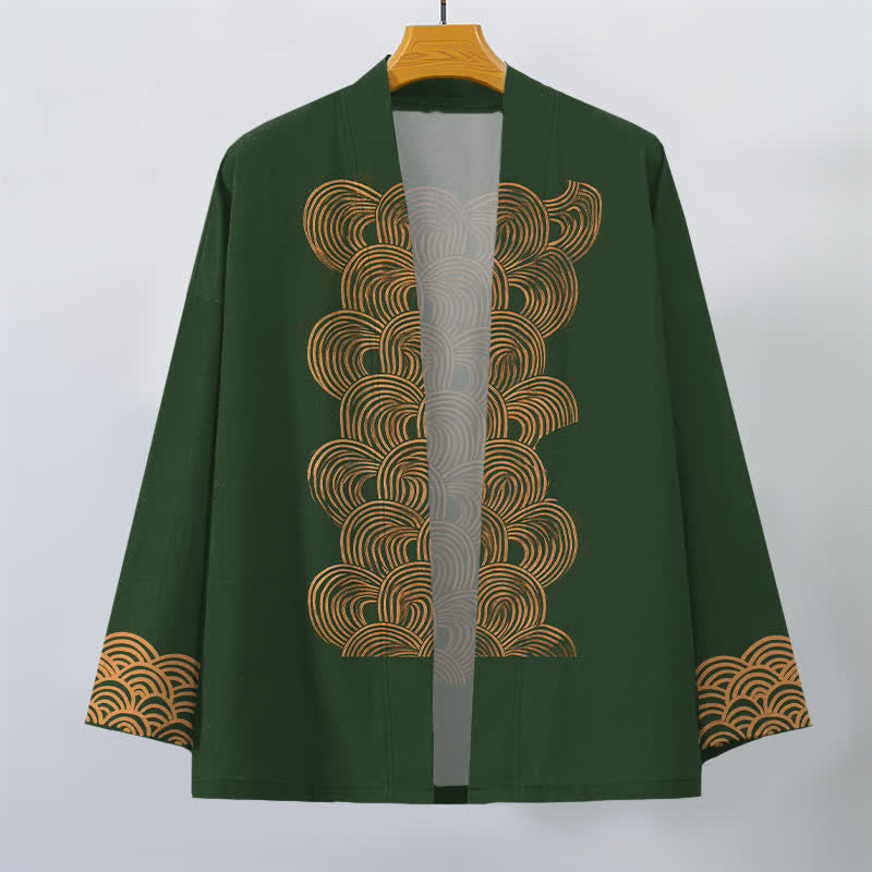 Buddha Stones Kimono da uomo in cotone con motivo a mezzaluna e apertura frontale. - image 10