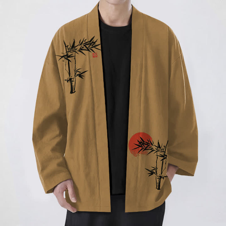Buddha Stones Kimono da uomo in cotone, bambù, rosso, con motivo a sole e apertura frontale. - Perù - US/UK/AU48, EU58 (4XL) - image 9