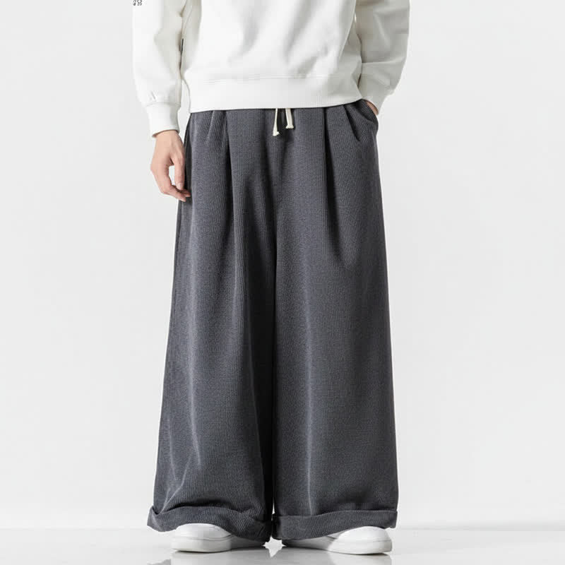 Buddha Stones Pantaloni lunghi da uomo in velluto a coste tinta unita, casual, con coulisse, per autunno/inverno, a gamba larga e con tasca. - Grigio tenue - US/UK/AU46, EU56 (5XL) - image 0