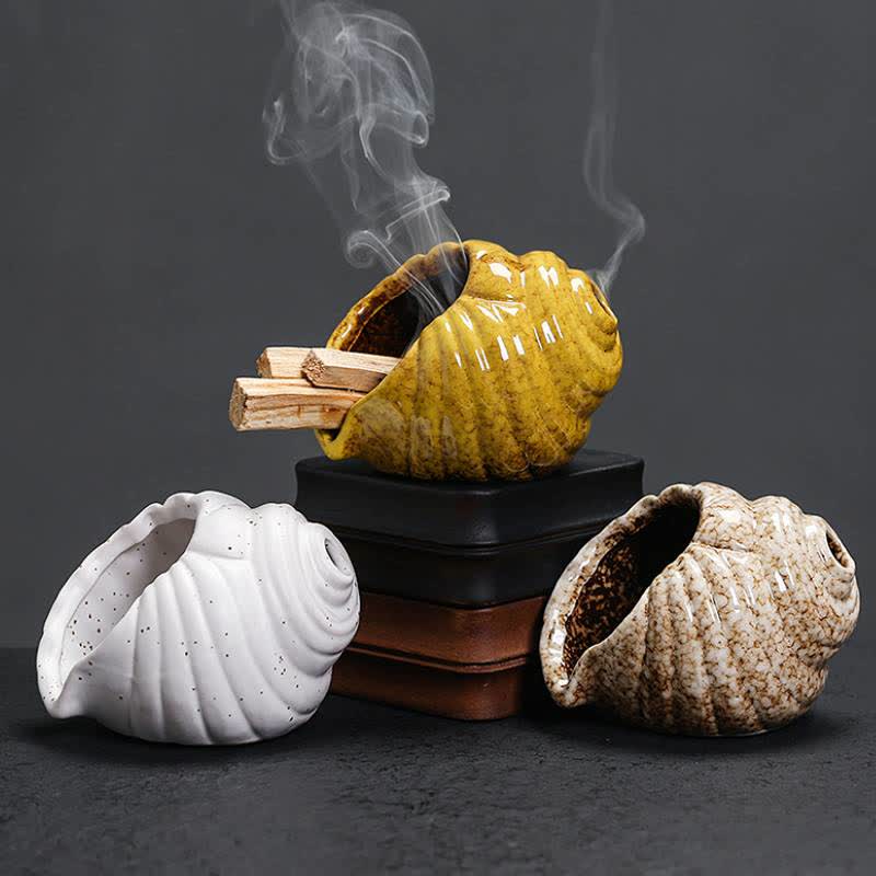 Buddha Stones Bruciatori di incenso in ceramica Shankha, conchiglia purificatrice. - image 18