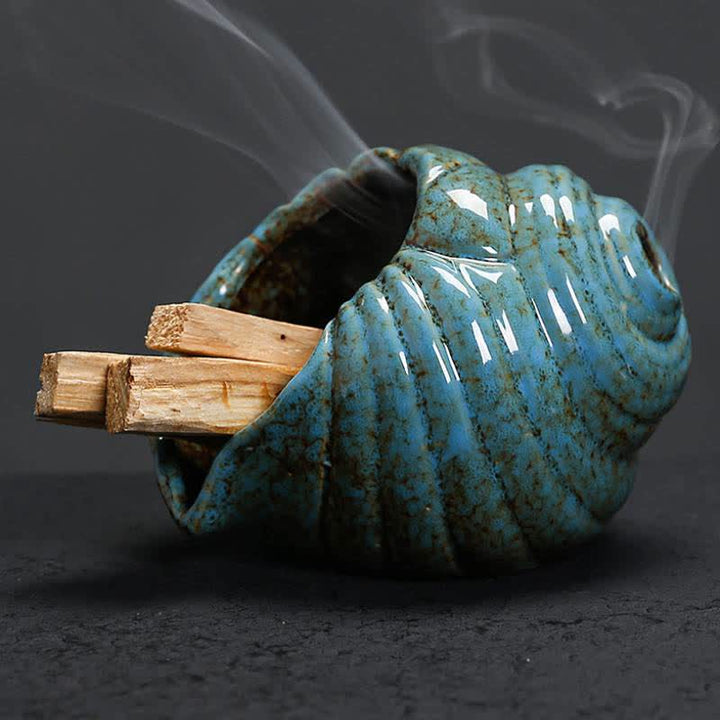 Buddha Stones Bruciatori di incenso in ceramica Shankha, conchiglia purificatrice. - image 4