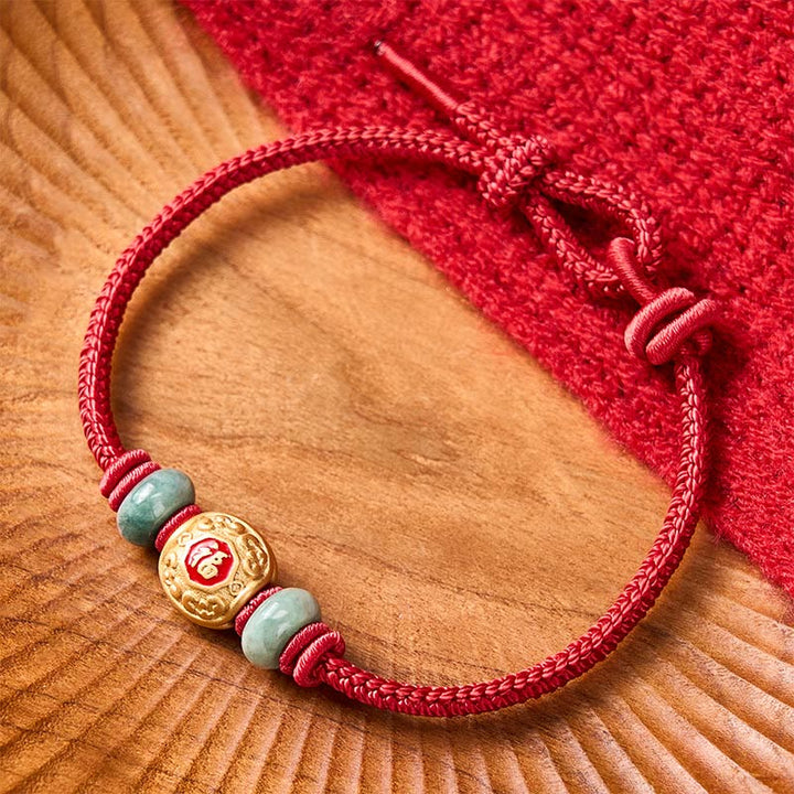Braccialetto portafortuna in rame con filo rosso e carattere Fu, Buddha Stones - image 13