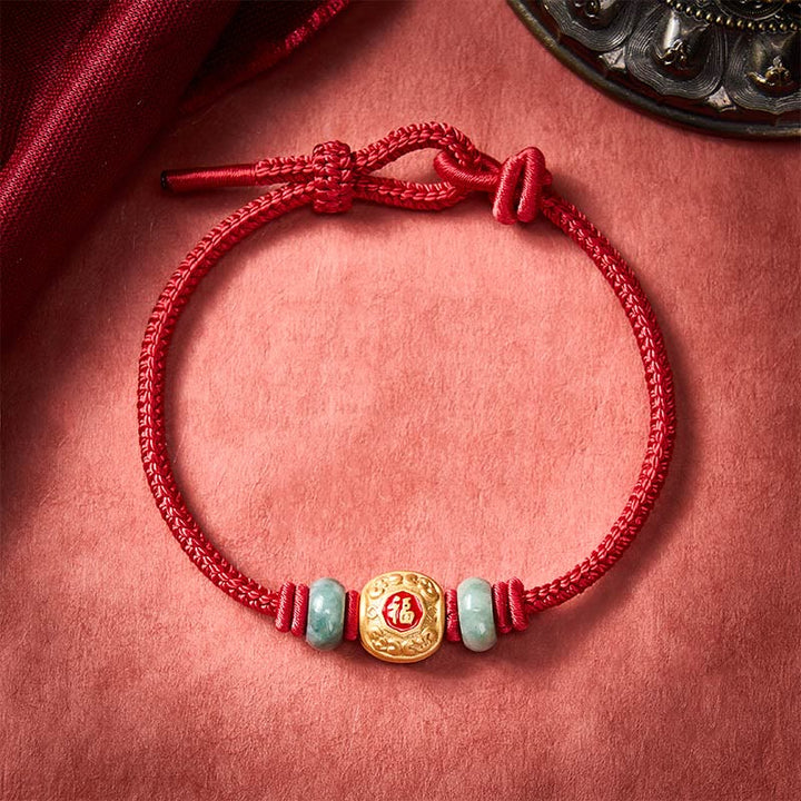 Braccialetto portafortuna in rame con filo rosso e carattere Fu, Buddha Stones - Rosso scuro - 6,7–7,5 pollici/17–19 cm - image 11